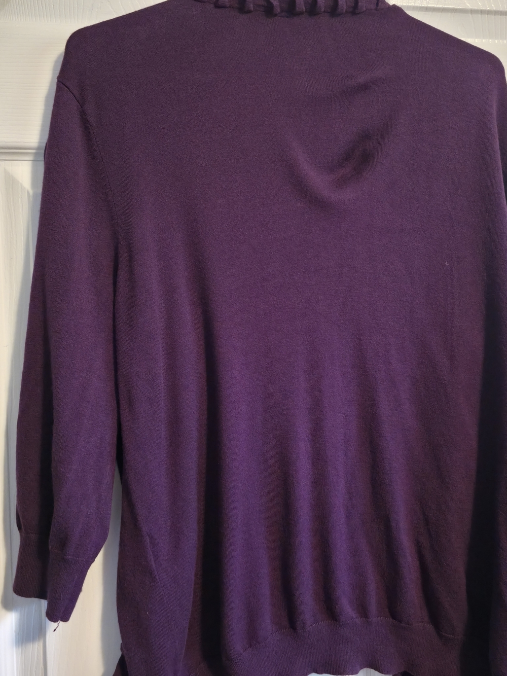 4/$67 Deal! Danier Vintage Deep Plum Ruffled Open-Front Cardigan - Picture 6 of 10